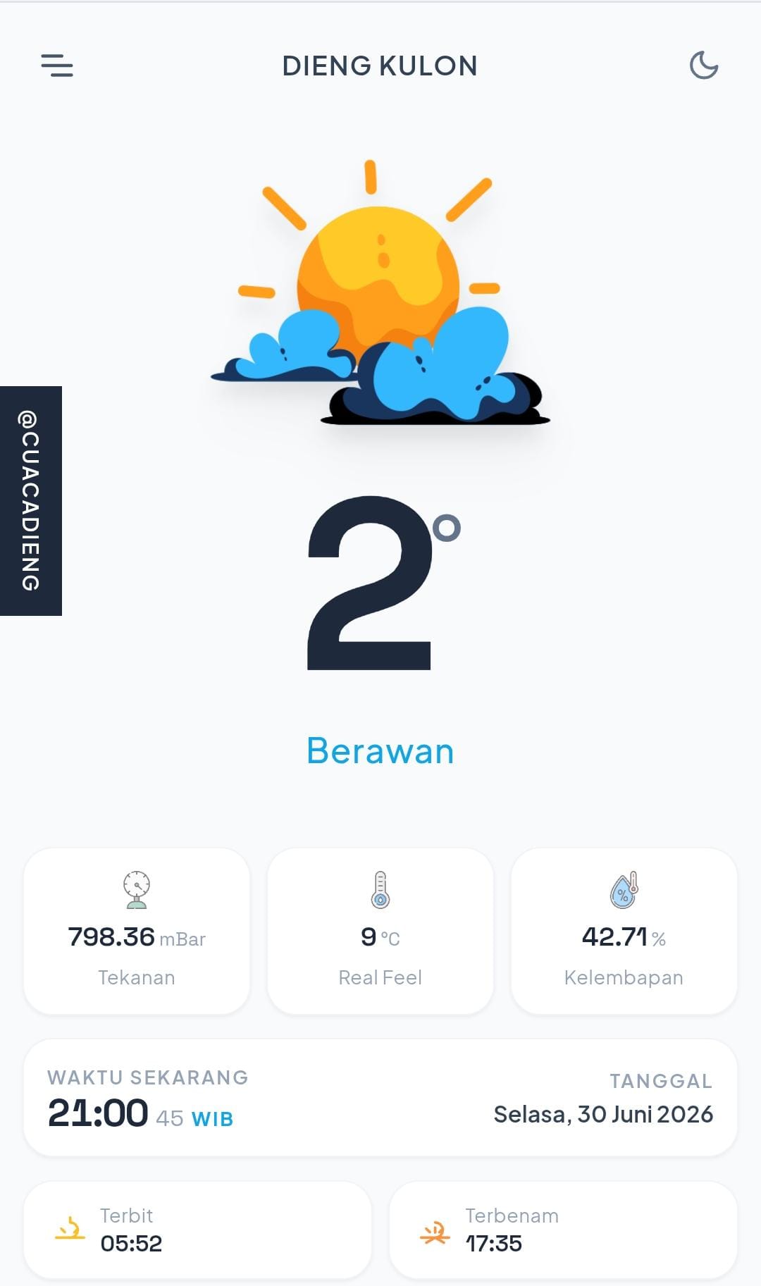 Suhu Dieng di Jam 9 Sudah 2 Derajat: Apakah Pagi akan Minus -5