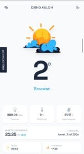 Suhu Dieng Hari Ini Kembali 2 Derajat Celcius
