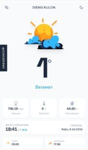 Suhu Udara di Dieng Catat Angka 1°C Seusai Matahari Terbenam